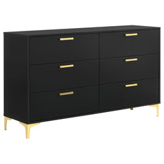 Lexie Black/Gold 5-piece Tufted Panel Queen Bedroom Set