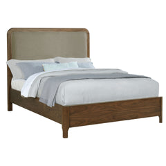 Verona Walnut Upholstered Queen Panel Bed