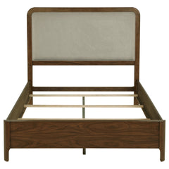 Verona Walnut Upholstered Queen Panel Bed
