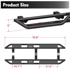 Running Boards Nerf Bars Side Steps For 2018-2026 Jeep Wrangler JL 4 Door 2PCS