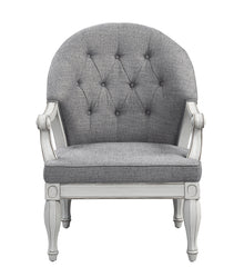 Florian Gray Fabric & Antique White Finish Chair