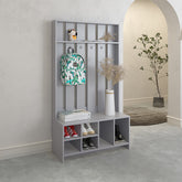 Hall Tree with 7 Shelves, Smokey Gray
