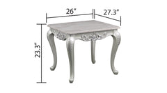 Melrose Traditional Style End Table Made with wood in Silver Finish