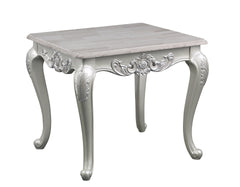 Melrose Traditional Style End Table Made with wood in Silver Finish