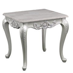 Melrose Traditional Style End Table Made with wood in Silver Finish