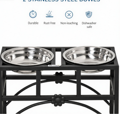 Double Stainless Steel Heavy Duty Dog Food Bowl Elevated Pet Feeding Station