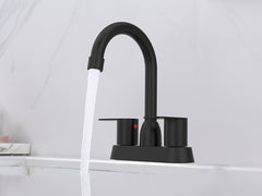 Bathroom Faucet Matte Black 2-Handle Bathroom Sink Faucet 360 Degree High Arc Swivel Spout Centerset 4 Inch Vanity Faucet RV Bathroom Faucet 2/3 Holes Lavatory Faucet