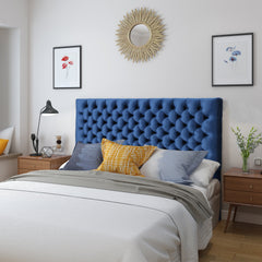 Tufted Upholstered Queen Size Bed Headboard in Modern Button Design, Adjustable Solid Wood Head Board, Solid Wood Head Board with Durable Metal Legs in Bedroom