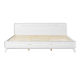 PINE SOLID WOOD KING SIZE BED, SOLID AND STABLE, NO BOX SPRING NEEDED, WHITE COLOR