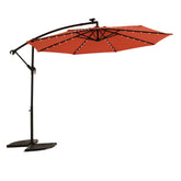 10ft Solar LED Offset Hanging Market Patio Umbrella (orange )(No Base)