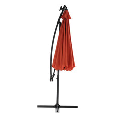 10ft Solar LED Offset Hanging Market Patio Umbrella (orange )(No Base)