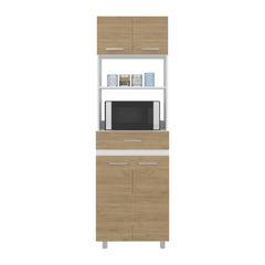 Lakeridge Pantry Cabinet – Modern Storage Solution with White and Macadamia Wood Finish