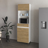 Lakeridge Pantry Cabinet – Modern Storage Solution with White and Macadamia Wood Finish