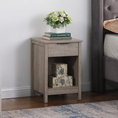 Nightstand with Drawer,End Table With Drawer and Open Shelf,Easy Assemble,Sturdy Side Frames,Metal Handle,Night Stand for Bedroom, Side Table for LivingRoom,Rustic Grey