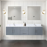 Dark Grey Double Bath Vanity 80 in. W x 22 in. D, Carrara Marble Top, and Faucet Set