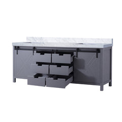 Dark Grey Double Bath Vanity 84 in. W x 22 in. D, with Carrara Marble Countertop