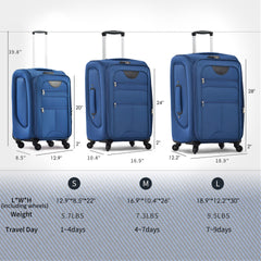 Softside Luggage Expandable 3 Piece Set Suitcase Upright Spinner Softshell Lightweight Luggage Travel Set-22/26/30 inches