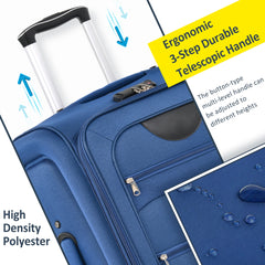 Softside Luggage Expandable 3 Piece Set Suitcase Upright Spinner Softshell Lightweight Luggage Travel Set-22/26/30 inches