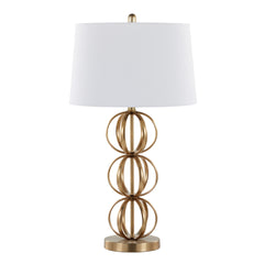 Linx 29" Contemporary Metal Table Lamp in Gold Metal and White Linen Shade from Grandview Gallery by LumiSource - Set of 2