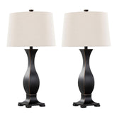 Riley 29" Contemporary Polyresin Table Lamp in Oil Rubbed Bronze Polyresin with Oat Linen Shade from Grandview Gallery by LumiSource - Set of 2