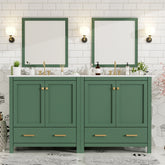 60" Green Bathroom Vanity Set with Double Vanities (Separate), Double Ceramic Sinks, Storage Shelf, and Divided Drawers (Mirror not included)– Modern Bathroom Solution for Spacious Bathrooms