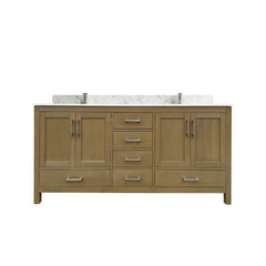 72" Bathroom Vanity with double basins Sink & Faucet Hole, Bathroom Storage Vanity Sink Cabinet with 4 Doors & 6 Drawers in Oak