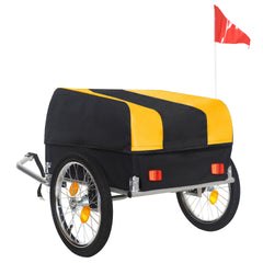 Heavy-Duty Bike Cargo Trailer with Removable Waterproof Cover – 88 lbs Capacity, 16" All-Terrain Wheels & Foldable Design for Camping, Groceries, yellow black