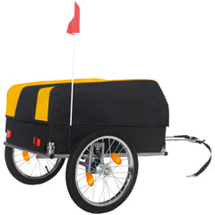 Heavy-Duty Bike Cargo Trailer with Removable Waterproof Cover – 88 lbs Capacity, 16" All-Terrain Wheels & Foldable Design for Camping, Groceries, yellow black