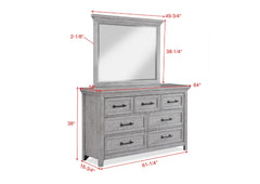 Contemporary Light Gray Finish 1pc Dresser Wooden Bedroom Furniture Metal Pull Furniture