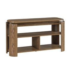 Brown Finish Sofa Table with Storage Open Shelves Living Room Furniture 1pc Console Table