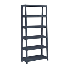 Modern Traditional Bookcase 5-Shelves Sleek Blue Finish Wooden Furniture 1pc Display Rack