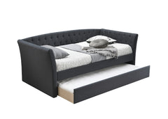 Contemporary Style 1pc Day Bed w/ Trundle Button Tufted Charcoal Finish Slat Included