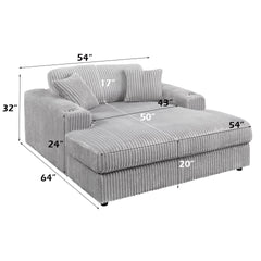 Hilde Light Gray Corduroy Chaise w/2 Pillows