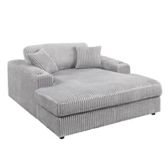 Hilde Light Gray Corduroy Chaise w/2 Pillows