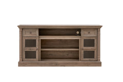 Farmhouse Fireplace TV Stand with Roman Column Styling, Up to 80-inch TV, 70-inch Modern Tall Entertainment Center with LED Lights, Living Room Media Console