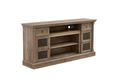 Farmhouse Fireplace TV Stand with Roman Column Styling, Up to 80-inch TV, 70-inch Modern Tall Entertainment Center with LED Lights, Living Room Media Console