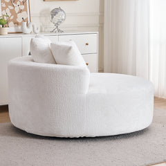 Round Accent Chair, 360 Swivel Chenille Barrel Chair, Fluffy Modern Sleeper for Living Room, Bedroom, Reading Room and Lounge