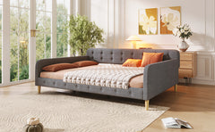 Queen Size Upholstered Daybed with 4 Support Legs, Gray