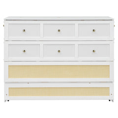 Full Size Murphy Bed with Large Drawers,White