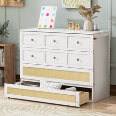 Full Size Murphy Bed with Large Drawers,White