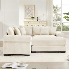 Oversized Cloud Modular Sectional Couch, Convertible Sectional Couches,Extra-Thick Armrests With An Ottoman,Soft Corduroy Fabric,Ergonomic Design, Easy Assembly,For Living Rooms Reading Rooms,Cream