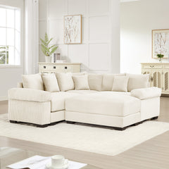 Oversized Cloud Modular Sectional Couch, Convertible Sectional Couches,Extra-Thick Armrests With An Ottoman,Soft Corduroy Fabric,Ergonomic Design, Easy Assembly,For Living Rooms Reading Rooms,Cream