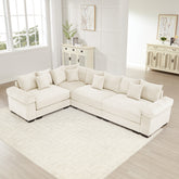 Oversized Cloud Modular Sectional Couch,Convertible Sectional Couches Deep Seat Extra-Wide Armrests,12 Throw Pillows Premium Corduroy Fabric, Ergonomic Design,Easy Assembly,For Living Rooms,Cream