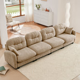 Four-Seater Modular Sectional Couch,Premium Chenille Fabric,With 2 Throw Pillows,Tufted Cushion Backrest Design,High-Density Foam Easy Install,Fits Bedrooms,Living Rooms, Reading Nooks,Camel