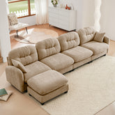 Modular Sectional L Shaped Couch With Ottoman,Soft Chenille Fabric,Ergonomic Design,Tufted Cushion Backrest Design,High Quality Wooden Base Easy Install,Fits Bedrooms Living Rooms Reading Nooks,Camel
