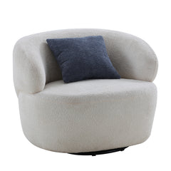 Swivel Barrel Chair Living Room, Single Chair for Small Space Comfy Round Sofa Chair Boucle Accent Chair Circle Sherpa (Beige)(Same Sku:W876P199947)