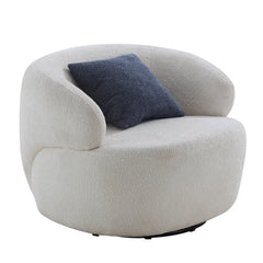 Swivel Barrel Chair Living Room, Single Chair for Small Space Comfy Round Sofa Chair Boucle Accent Chair Circle Sherpa (Beige)(Same Sku:W876P199947)