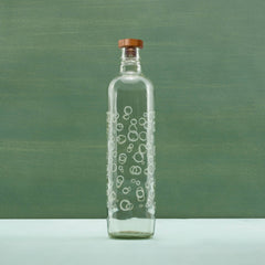 Bubbles Glass Water Bottle with Wooden Stopper-750 ml