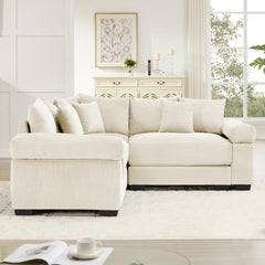 Oversized Cloud Modular Sectional Couch,Convertible Sectional Couches Deep Seat Extra-Wide Armrests,10Throw Pillows Premium Corduroy Fabric, Ergonomic Design,Easy Assembly,For Living Rooms,Cream