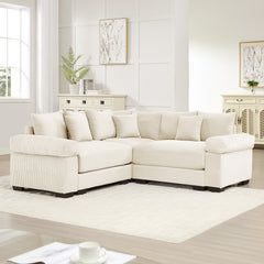 Oversized Cloud Modular Sectional Couch,Convertible Sectional Couches Deep Seat Extra-Wide Armrests,10Throw Pillows Premium Corduroy Fabric, Ergonomic Design,Easy Assembly,For Living Rooms,Cream